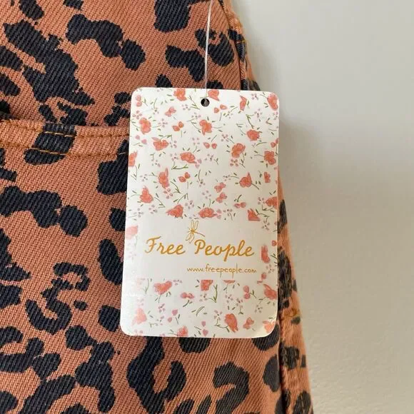 Free People We The Free Denim Mini Skirt Leopard Print Brown Black Women's 28 - Picture 9 of 12